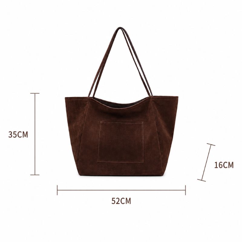 Bolsa Feminina Grande Tipo Saco em Suede Sintético Estilo Camurça Juci