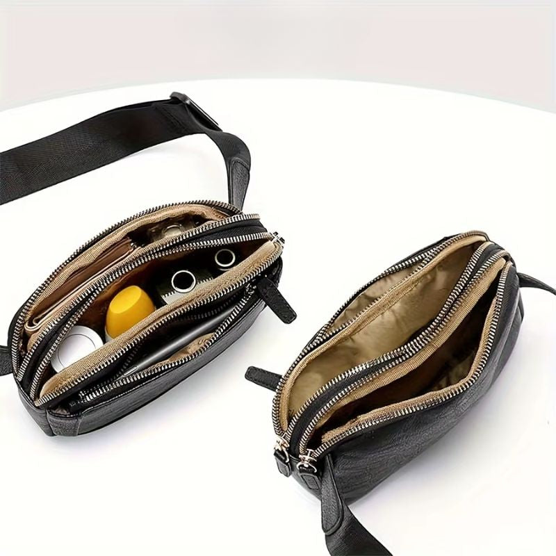 Bolsa Feminina Tipo Pochete Julia compacta, moderna e prática. Modelo transversal com alça ajustável, perfeita para o dia a dia, viagens e passeios.